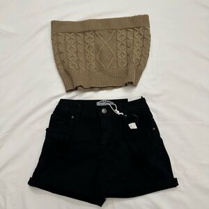 Brown Sweater Tube Top Crop Top Size Medium